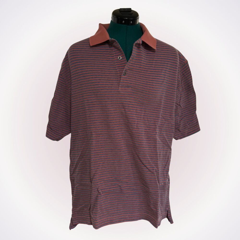 Jos. A. Bank Orange & Navy Striped Polo | Sz L